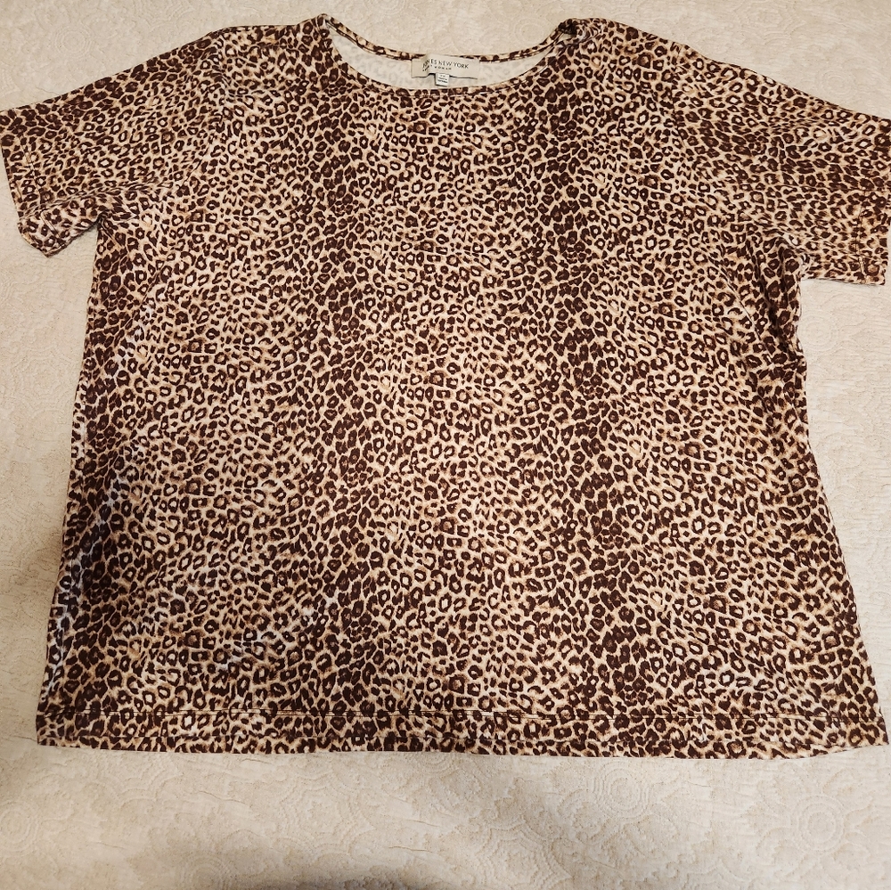 Jones New York Animal Print Top - Brown and Cream Size 1X